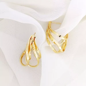 گوشواره میخی موج طلایی
