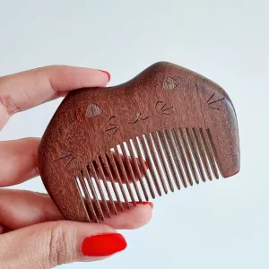 طرح حکاکی شده گربه روی دسته شانه چوبی، اکسسوری فانتزی